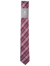 Boys burgundy tie and hanky set - Plaid