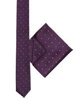 Boys purple tie and hanky set - Polka Dot
