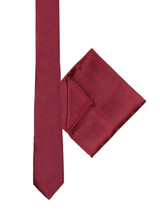 Boys burgundy tie and hanky set - Polka Dot