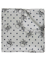 Boys grey tie and hanky set - Skull