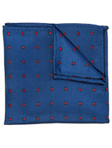 Boys royal blue elasticated tie and hanky set - Polka Dot