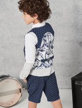 blue waistcoat suit & shorts