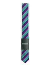 Boys green and purple Wimbledon stripe slim tie