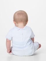 Sarah louise white and blue knitted babygrow