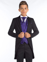 Boys black & purple tail suit