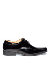 Patent black boys communion shoes