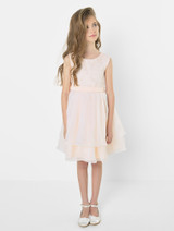 Girls peach pink bridesmaid dress