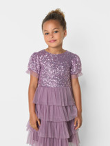 Lilac sequin flower girls dress