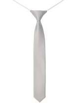 Boys skinny elasticated silver grey tie