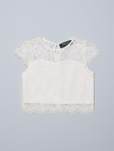 Girls white lace top - front
