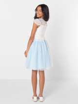 girls white and blue two piece dress