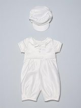 Christening romper in white - front