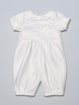 Christening romper in white - back