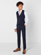 Boys navy check prom suit