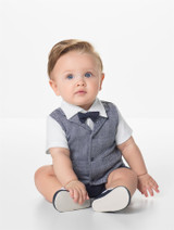 Boys navy cotton romper suit