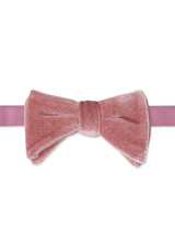 Boys pink velour banded bow tie