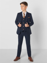 Boys navy tweed wedding suit