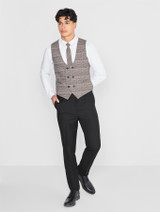 Boys brown checked waistcoat