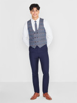 Blue and navy checked page boy outfit