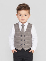 Baby boys brown check waistcoat suit