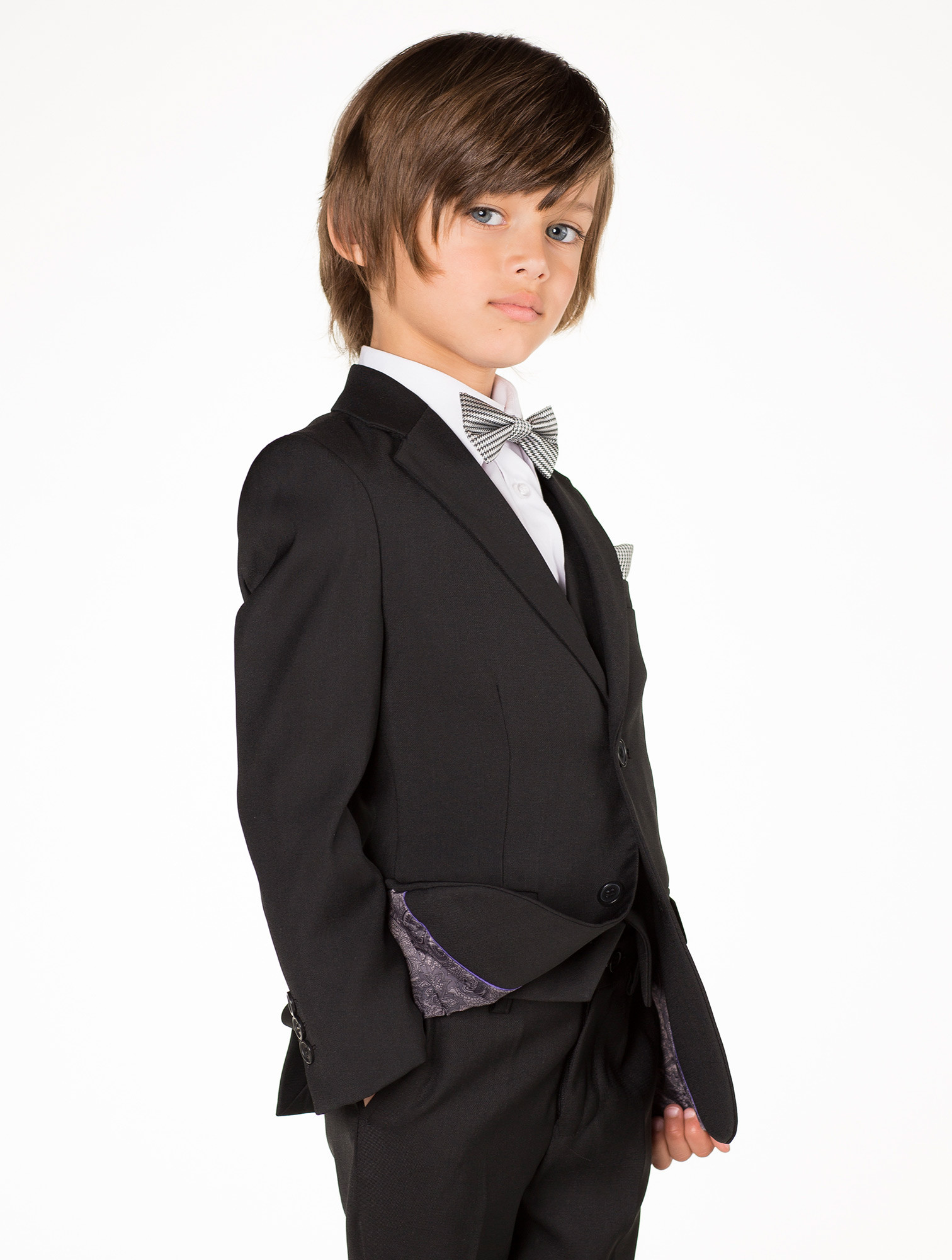 Boys black suit Slim fit suits Houndstooth Dickie bow Philip