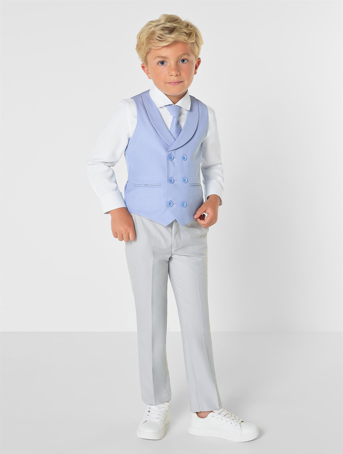 One Varones Boys Pale Blue Waistcoat:-10-10018 70