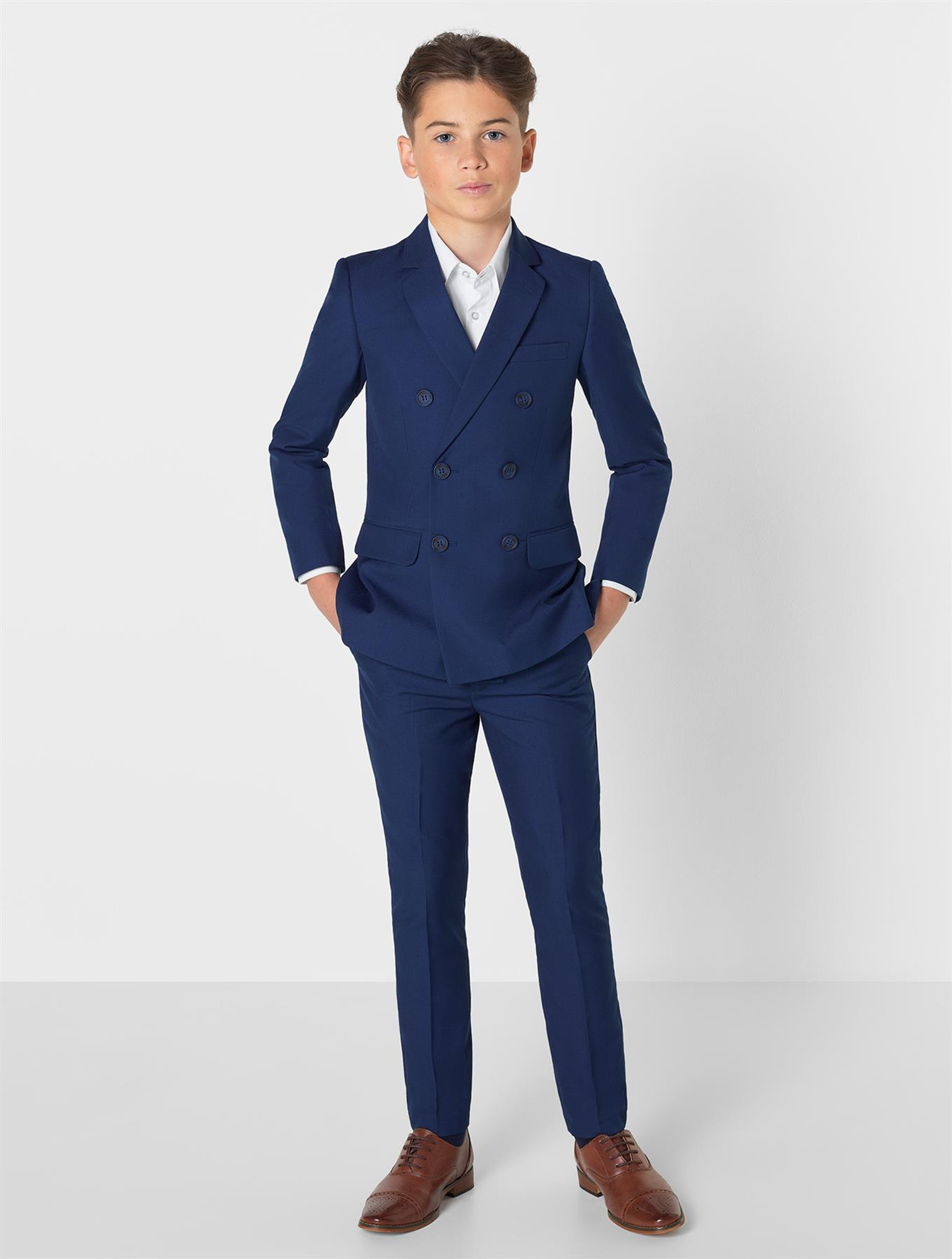 Boys double breasted navy suit Double breasted blue page boy suit