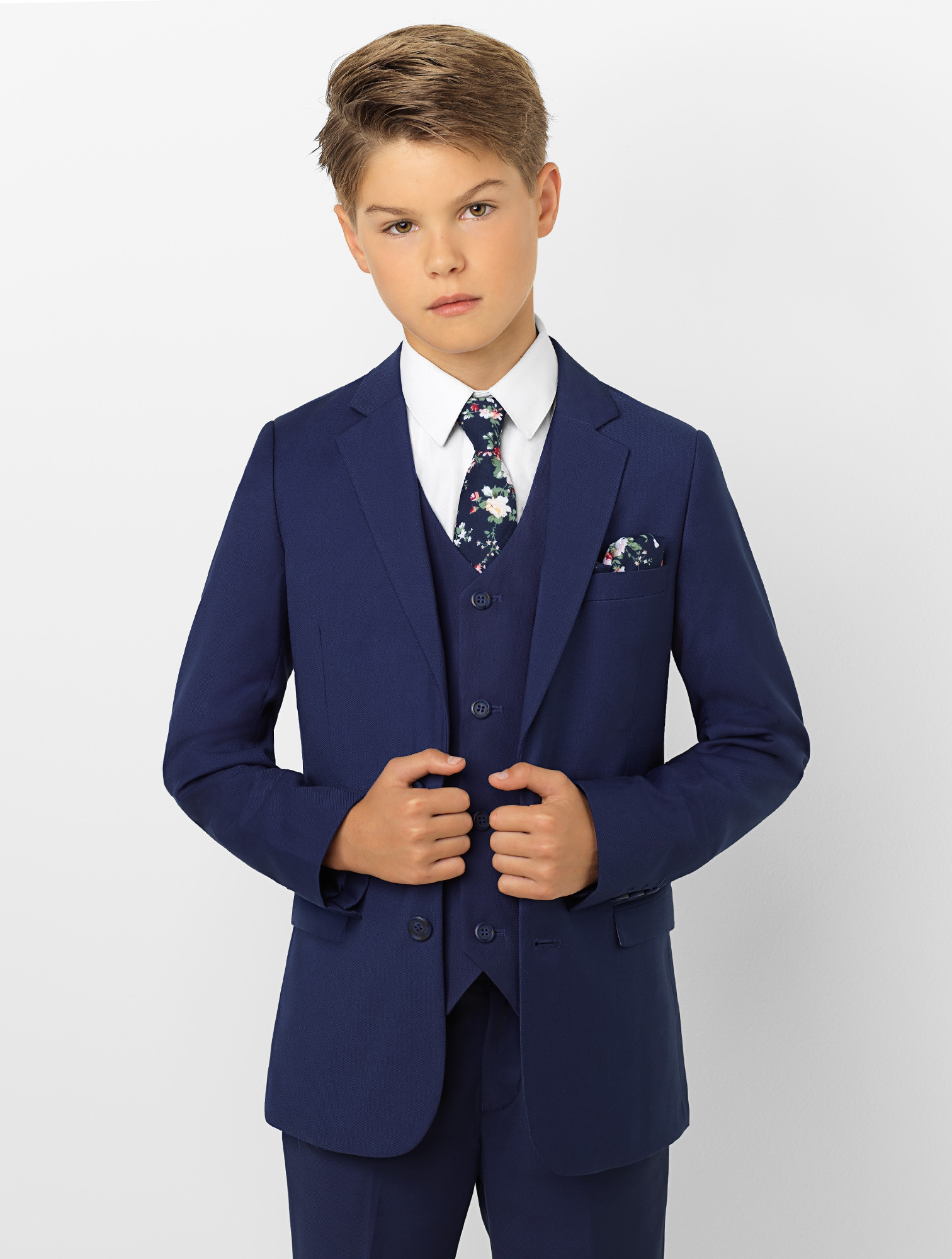 Navy Blue Boys Suit Set 4pc main image 1