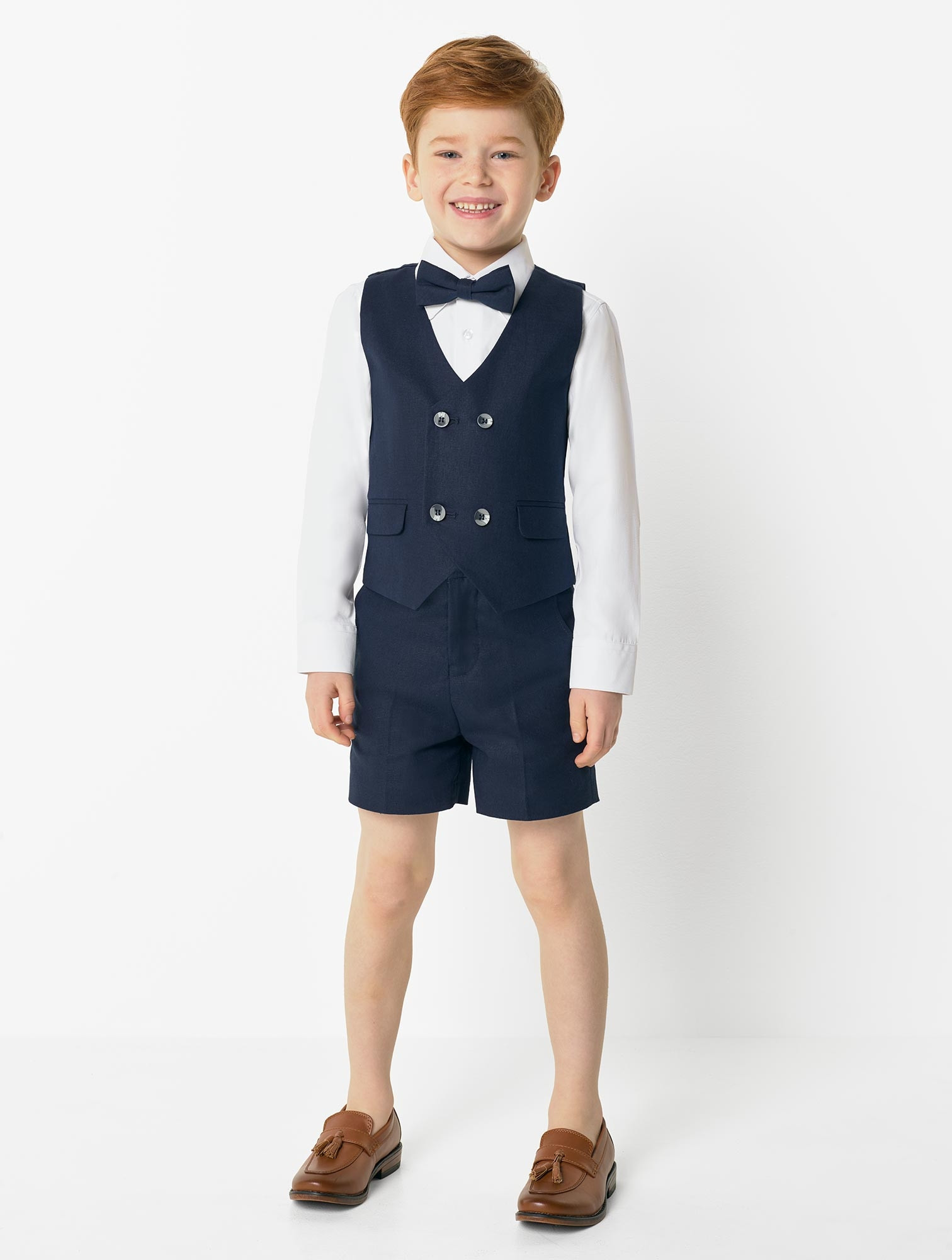 Bailey Boys Dressy Shorts Set - Navy Blue & Green Watson Holiday Plaid