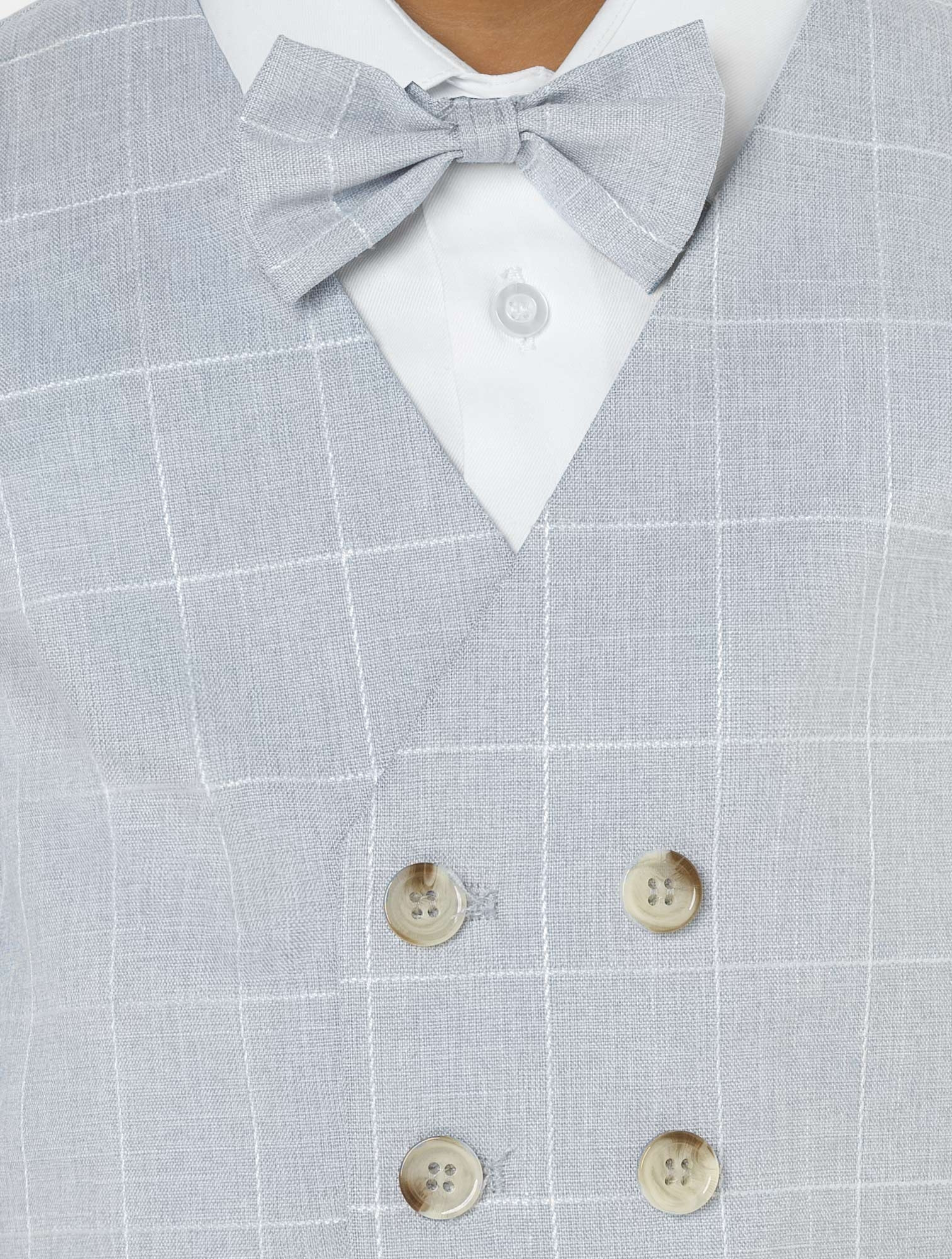 Boys double breasted light blue waistcoat & trouser suit set Boys