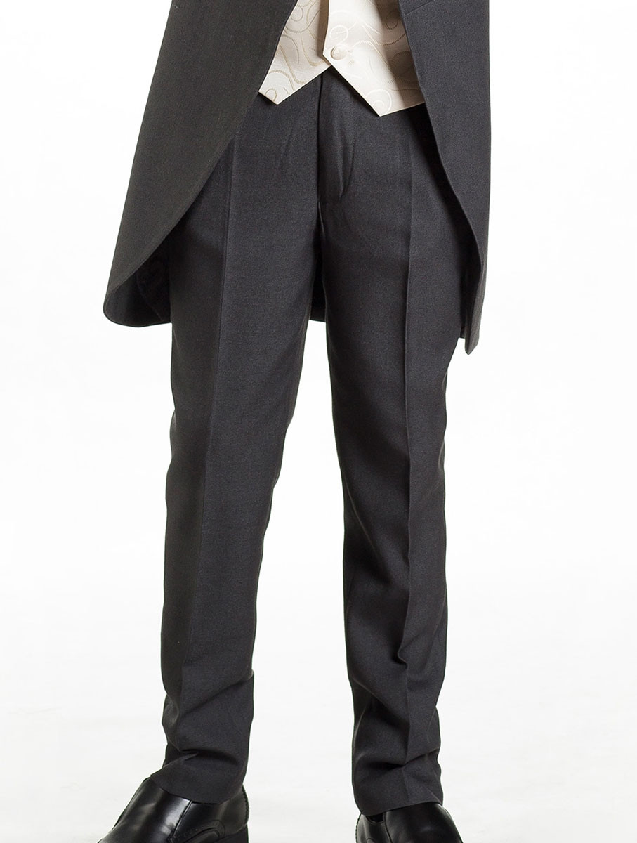 Boys Grey Checked Trousers