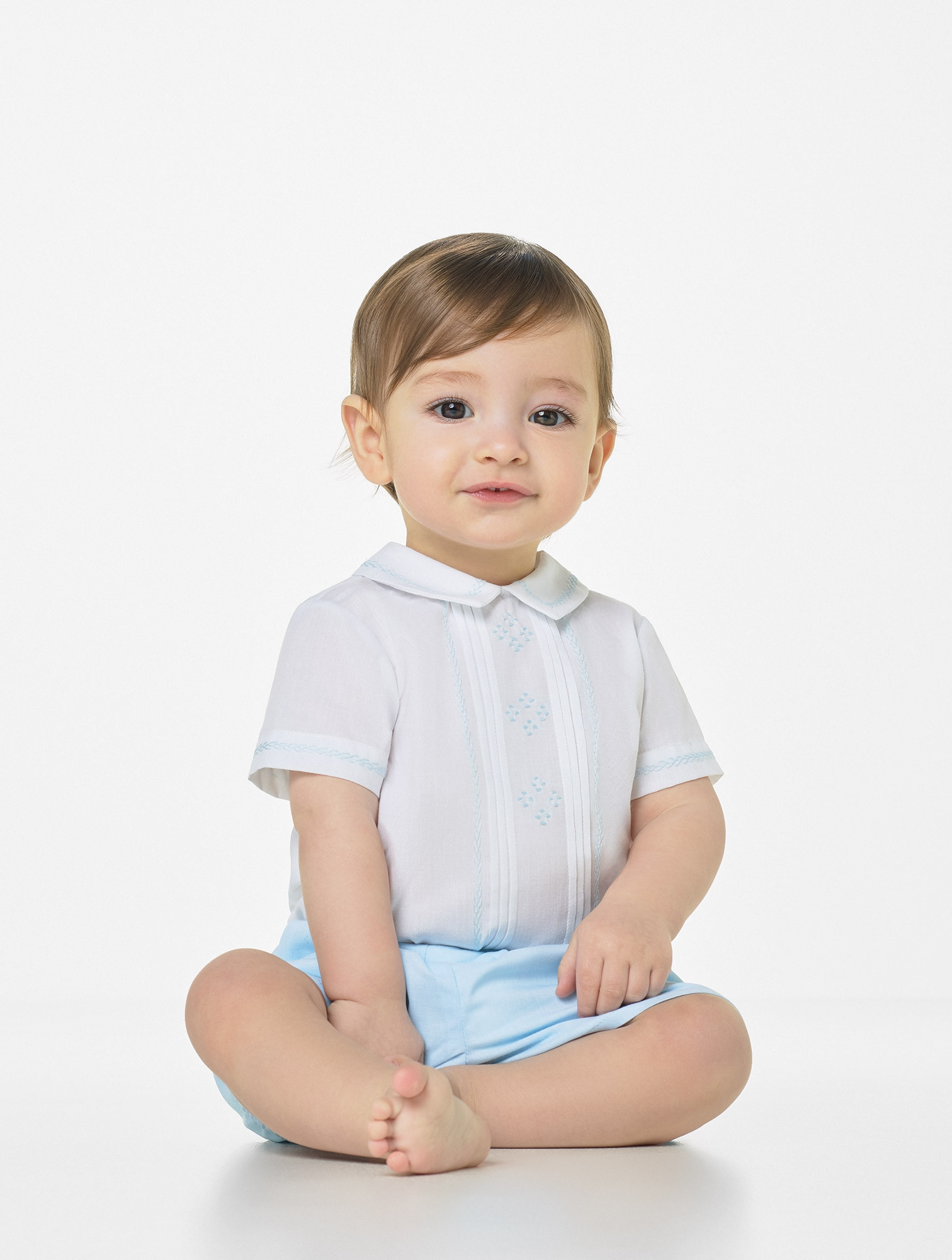 Marco & Lizzy Blue and White Boy Romper main image 0