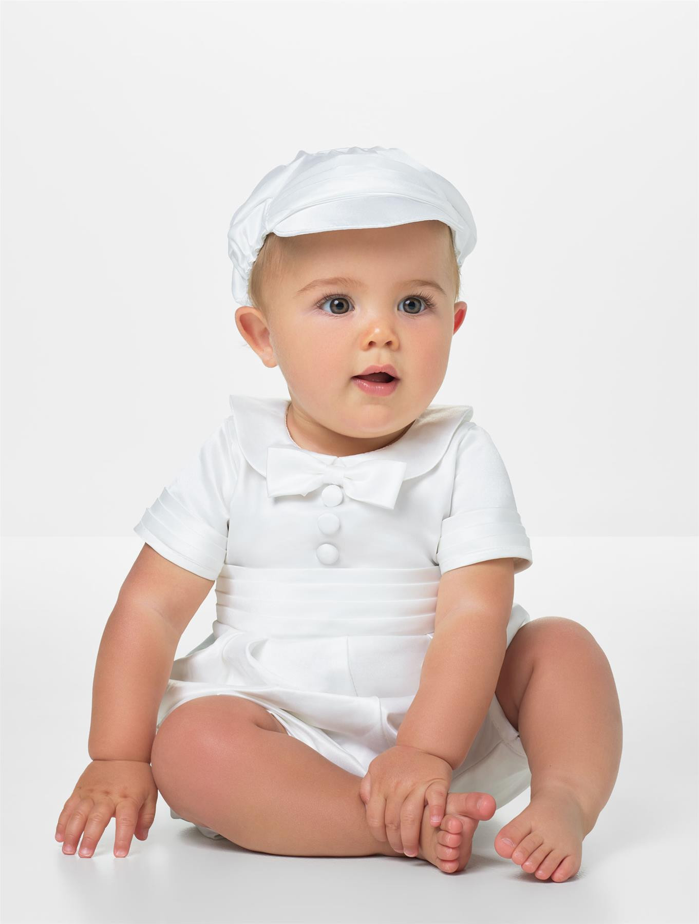 Baby boys white Christening romper Roco christening outfit Ronin