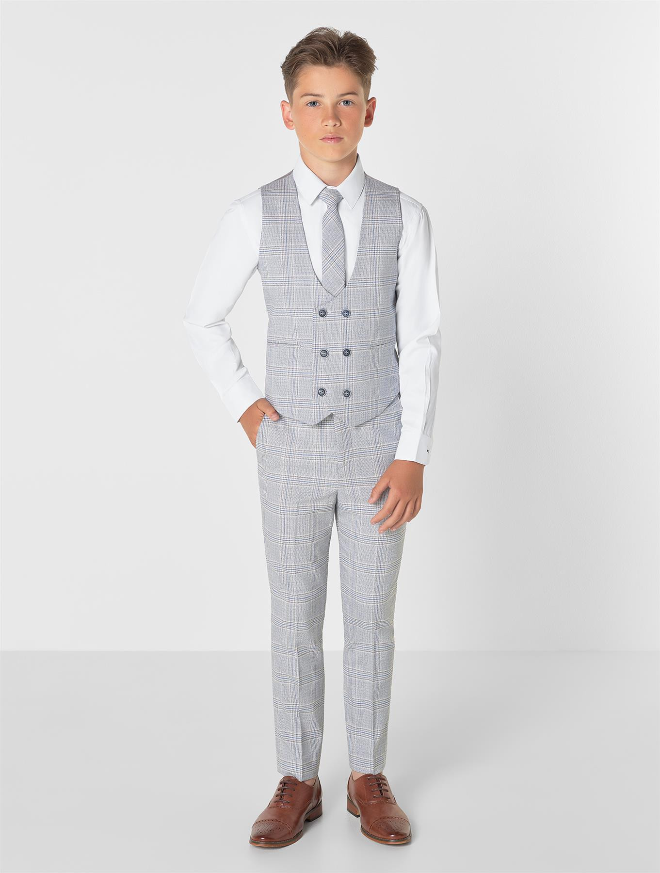 Boys grey check suit Grey check page boy suits Grey check prom suit
