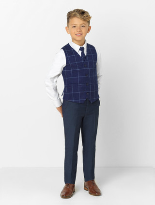Navy Checkered Boy Set main image 1