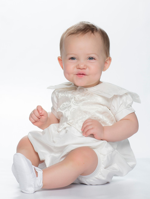 Baby boys ivory christening romper suit - Billy