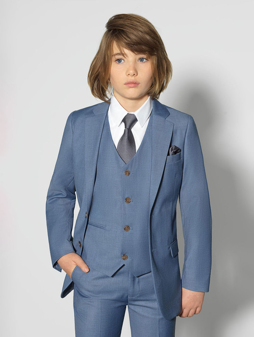 Boys Royal Blue Suit with Navy Satin Cravat Set