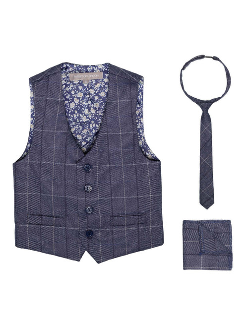 navy check waistcoat