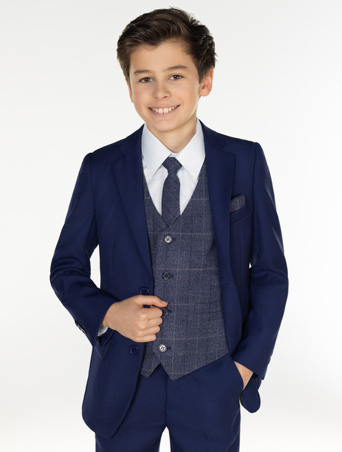 Navy blue suit with tweed waistcoat Clearance