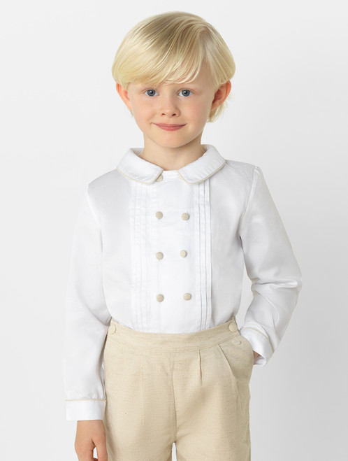 boys white and beige suit