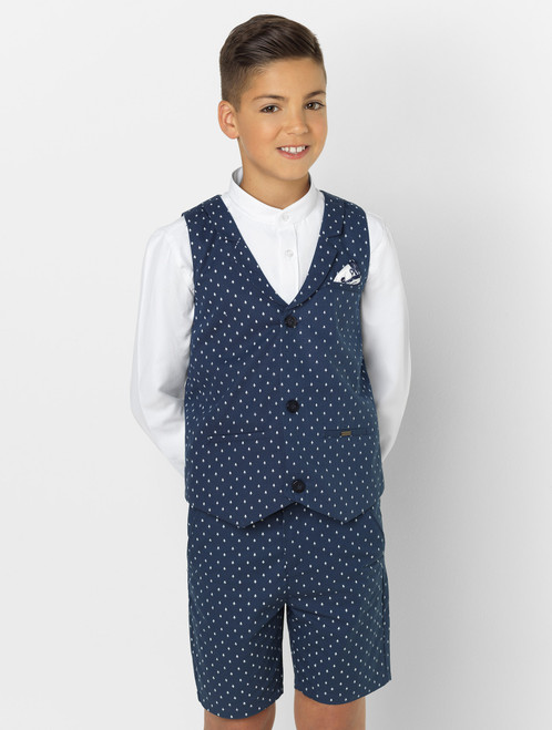 Angel & Rocket boys navy waistcoat & short set - Luca