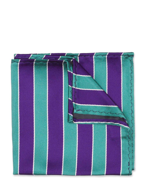 Boys green and purple Wimbledon stripe hanky