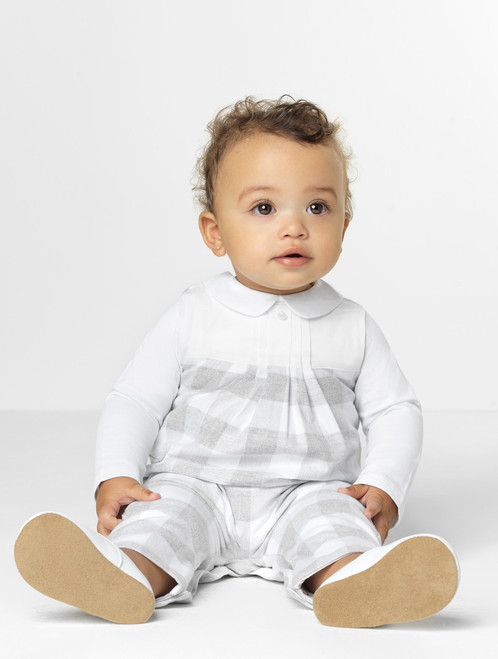 Babys grey check romper