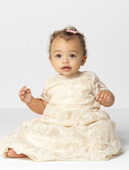 Baby girls antique ivory christening gown - Alice