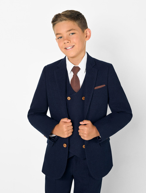 Boys navy double breasted communion suit