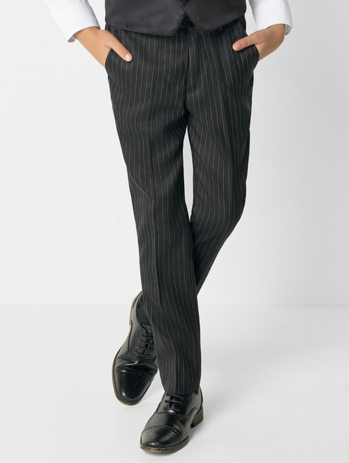 black striped trousers