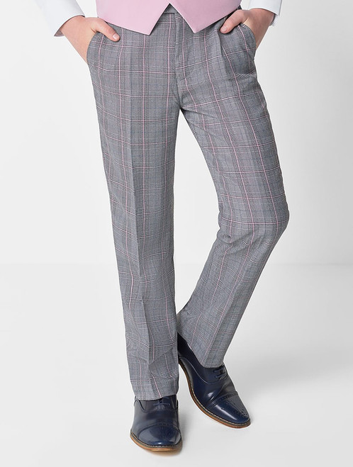 Tartine et Chocolat - Boys Navy Blue Check Wool Trousers | Childrensalon