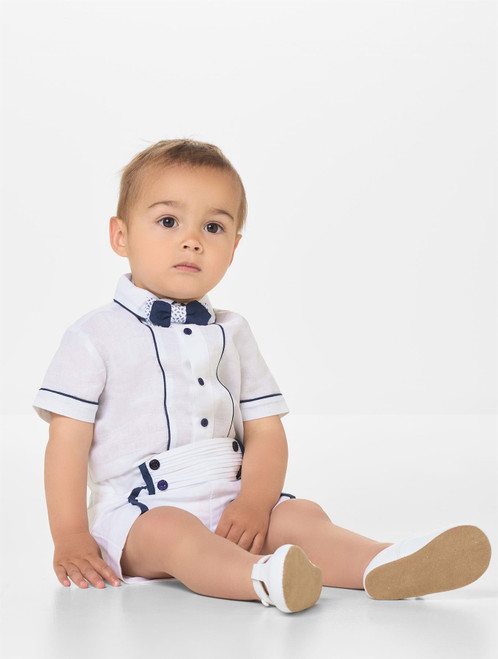 Boys white & navy Patachou shortie