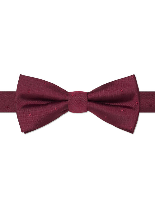 Boys burgundy self dot banded bow tie