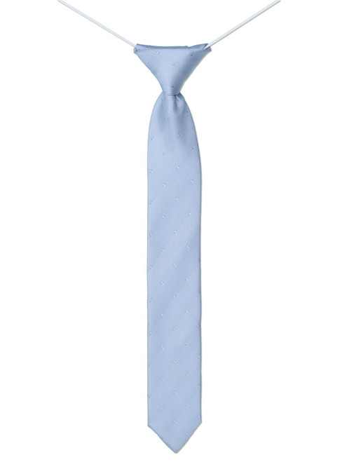 Boys dusky blue self dot skinny elasticated tie